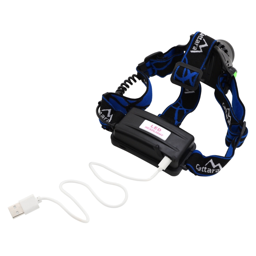LED Uppladdningsbar pannlampa LED/6W/7,4V IP44 svart/blå