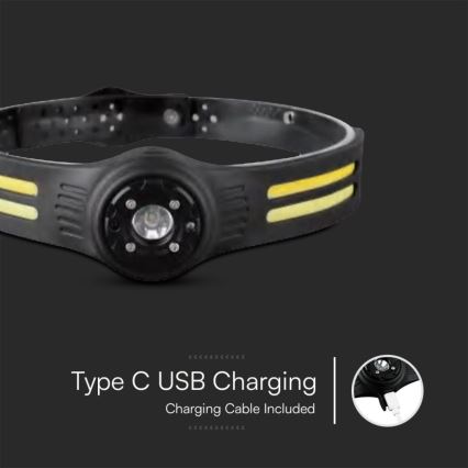 LED uppladdningsbar pannlampa med en rött ljus USB LED/3W/5V IP43 470 glansig 5 h 650 mAh