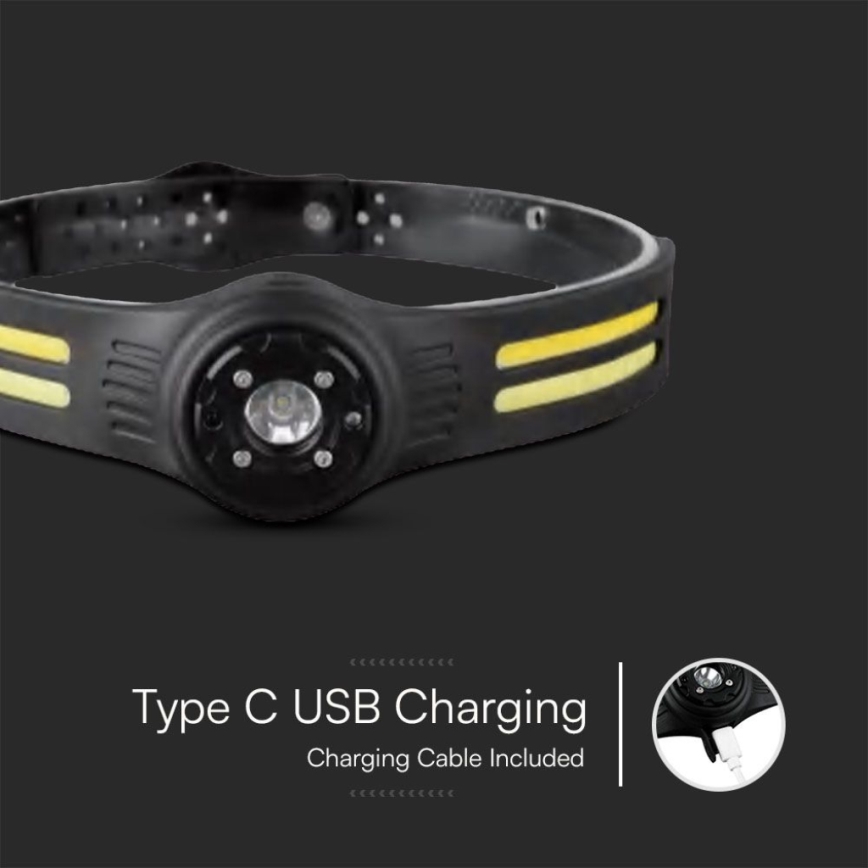LED uppladdningsbar pannlampa med en rött ljus USB LED/3W/5V IP43 470 glansig 5 h 650 mAh
