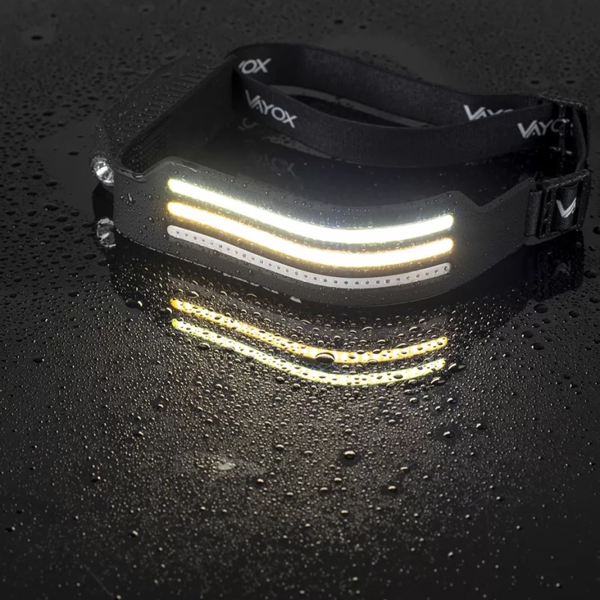 LED Ljusreglerad uppladdningsbar pannlampa med sensor och rött ljus 4xLED/5V IP44 300 glansig 1200 mAh