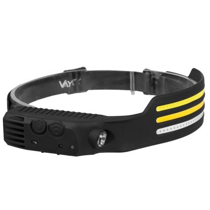 LED Ljusreglerad uppladdningsbar pannlampa med sensor och rött ljus 4xLED/5V IP44 300 glansig 1200 mAh