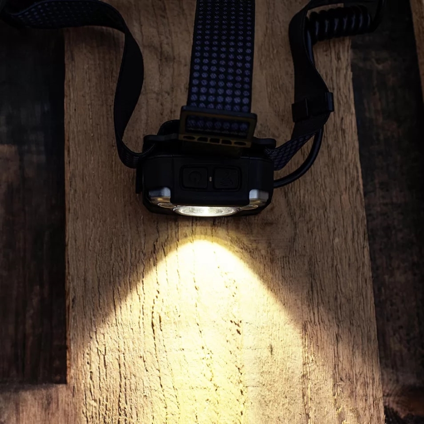 LED Ljusreglerad uppladdningsbar pannlampa med sensor med strömbanksfunktion och rött ljus LED/10W/5V IP44 1200 glansig 4000 mAh