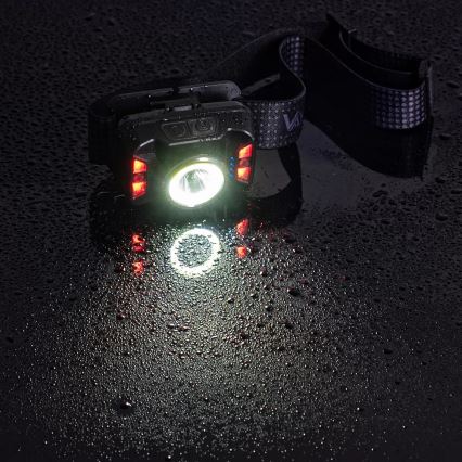 LED Ljusreglerad uppladdningsbar pannlampa med sensor och rött ljus LED/15W/5V IP66 430 glansig 1800 mAh
