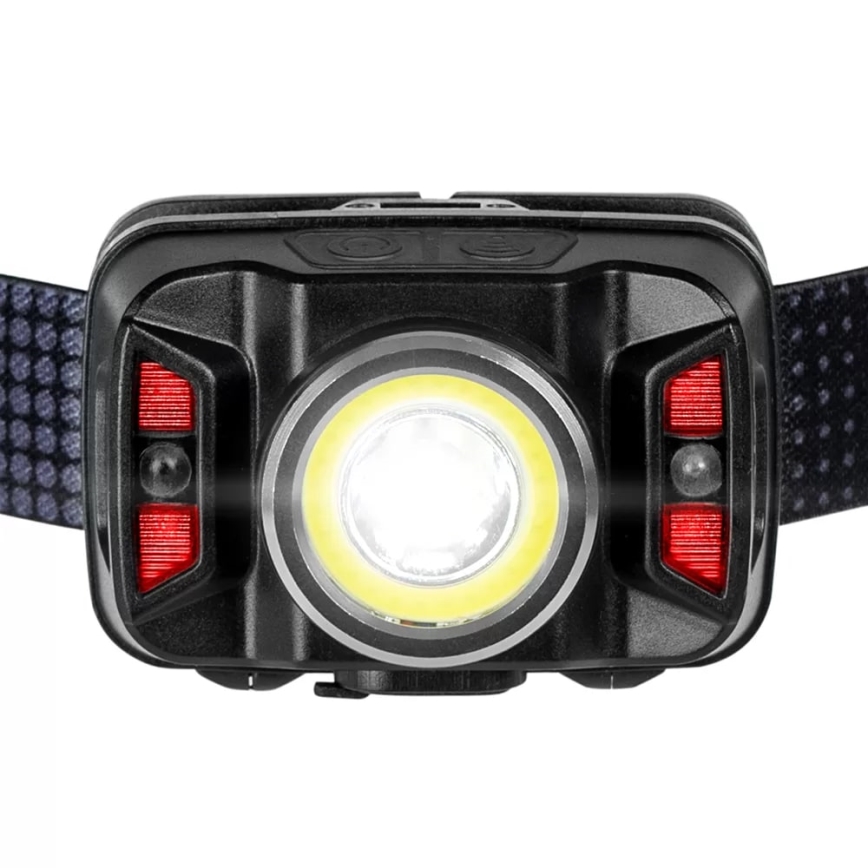 LED Ljusreglerad uppladdningsbar pannlampa med sensor och rött ljus LED/15W/5V IP66 430 glansig 1800 mAh