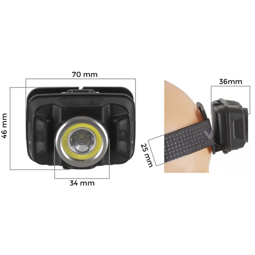 LED Ljusreglerad uppladdningsbar pannlampa med sensor och rött ljus LED/15W/5V IP66 430 glansig 1800 mAh
