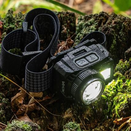 LED Ljusreglerad uppladdningsbar pannlampa med sensor och rött ljus LED/6W/5V/3xAAA IP44 500 glansig 1200 mAh