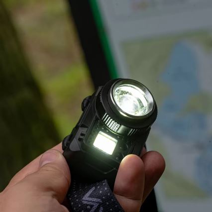 LED Ljusreglerad uppladdningsbar pannlampa med sensor och rött ljus LED/6W/5V/3xAAA IP44 500 glansig 1200 mAh