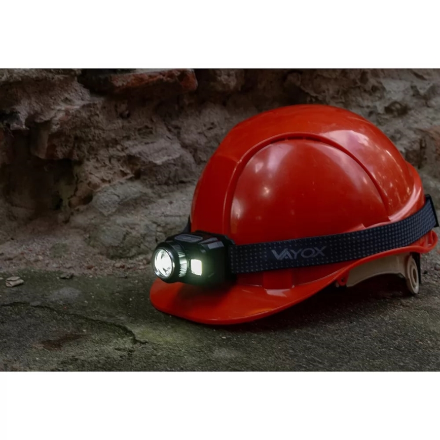 LED Ljusreglerad uppladdningsbar pannlampa med sensor och rött ljus LED/6W/5V/3xAAA IP44 500 glansig 1200 mAh