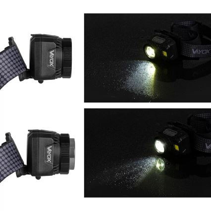 LED Ljusreglerad uppladdningsbar pannlampa med sensor och rött ljus LED/6W/5V/3xAAA IP44 500 glansig 1200 mAh