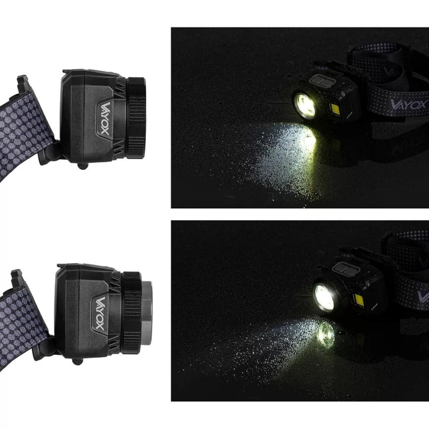 LED Ljusreglerad uppladdningsbar pannlampa med sensor och rött ljus LED/6W/5V/3xAAA IP44 500 glansig 1200 mAh