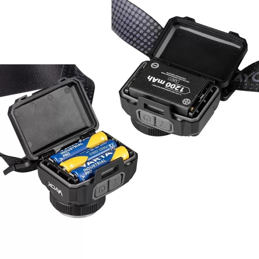 LED Ljusreglerad uppladdningsbar pannlampa med sensor och rött ljus LED/6W/5V/3xAAA IP44 500 glansig 1200 mAh