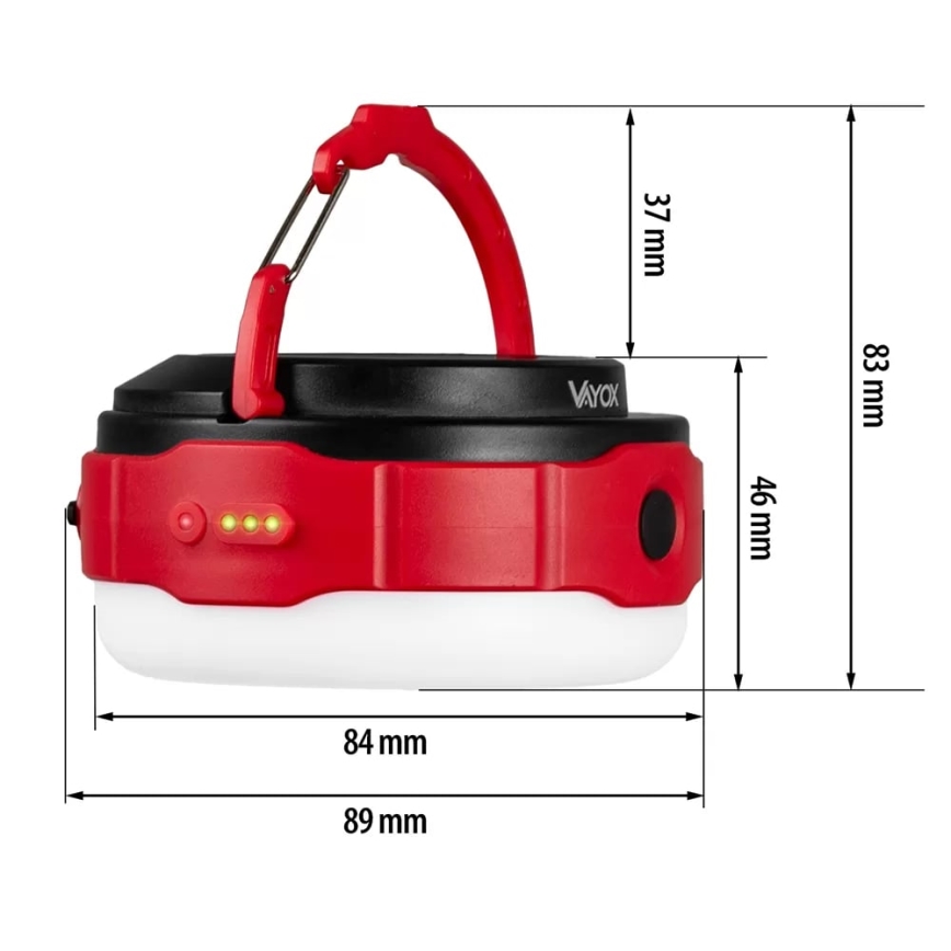 LED Ljusreglerad uppladdningsbar solcell ficklampa med strömbanksfunktion LED/3W/5V 3000/4000/6500K IPX6 500 glansig 2000 mAh