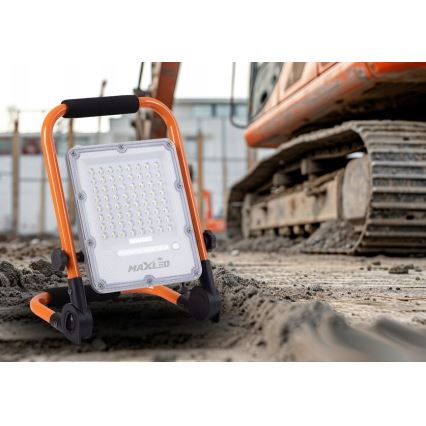 Dimmbar uppladdningsbar LED-reflektor med stativ LED/100W/3,2V 4500K 10000 mAh IP65 orange