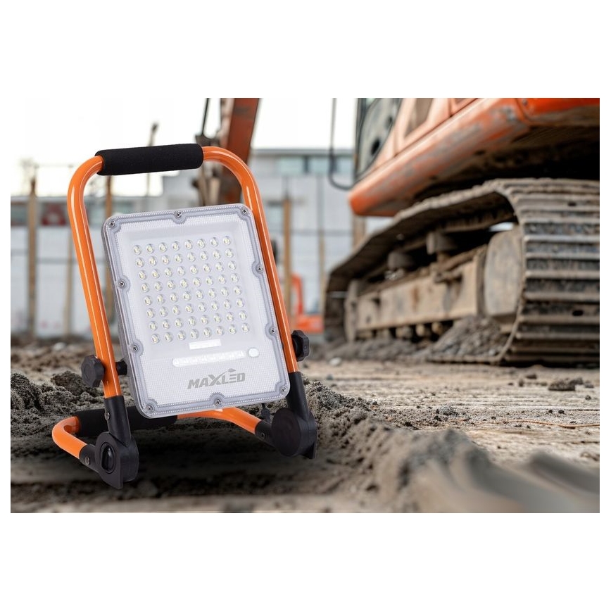 Dimmbar uppladdningsbar LED-reflektor med stativ LED/100W/3,2V 4500K 10000 mAh IP65 orange