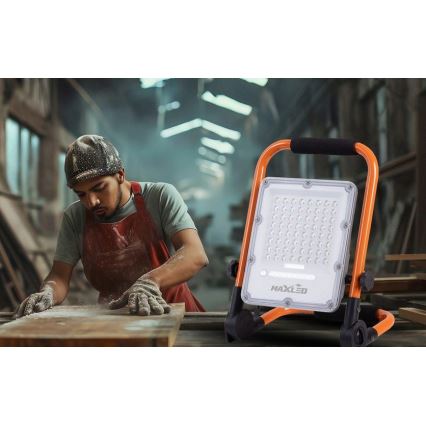 Dimmbar uppladdningsbar LED-reflektor med stativ LED/100W/3,2V 4500K 10000 mAh IP65 orange
