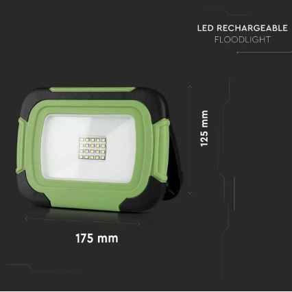 LED Uppladdningsbar strålkastare SAMSUNG CHIP LED/10W/3,7V IP44 4000K grön