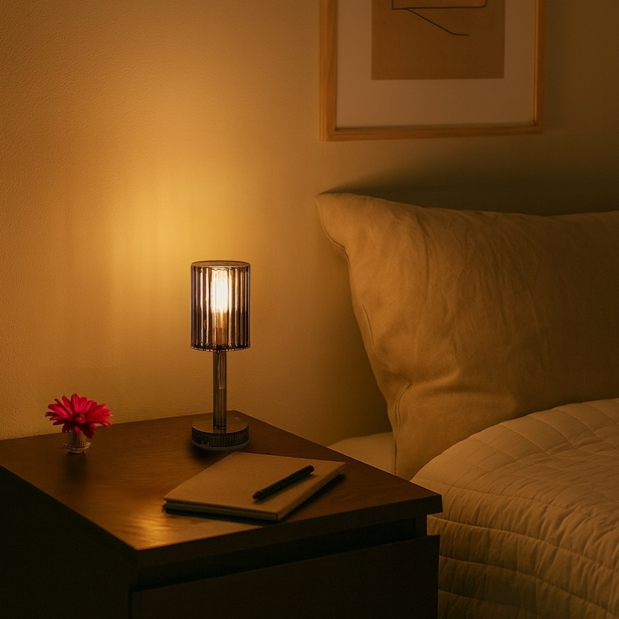 Uppladdningsbar beröringsstyrd LED-bordslampa SIMPLE LED/1W/5V 3000-6000K 2400 mAh rökgrå