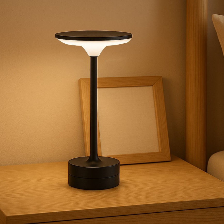 LED Uppladdningsbar touchstyrd bordslampa TAVOLO LED/2,5W/5V 2400 mAh 3000-6000K svart