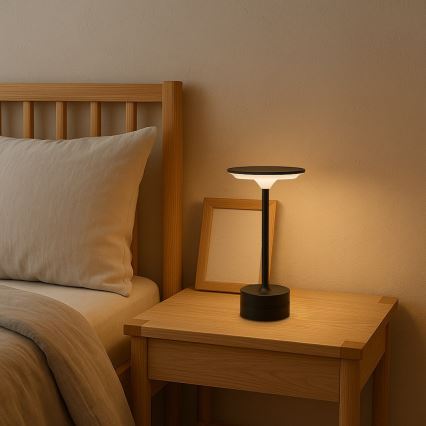 LED Uppladdningsbar touchstyrd bordslampa TAVOLO LED/2,5W/5V 2400 mAh 3000-6000K svart