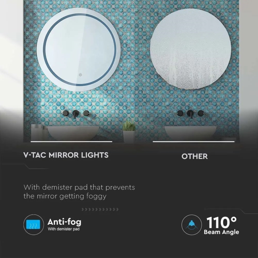 LED Uppvärmd badrumsspegel med belysning LED/25W/230V IP44 3000K/4000K/6400K
