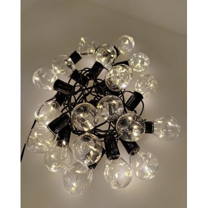 LED utomhus dekorationsslinga 20xLED/0,075W/230V 5,8 m IP44 svart