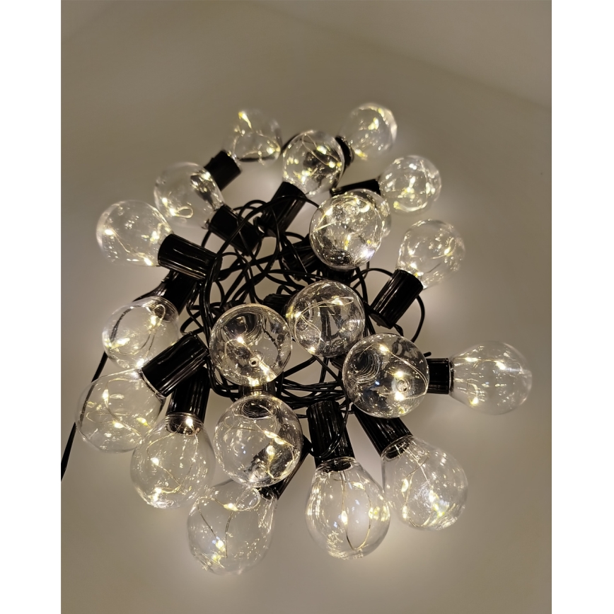 LED utomhus dekorationsslinga 20xLED/0,075W/230V 5,8 m IP44 svart