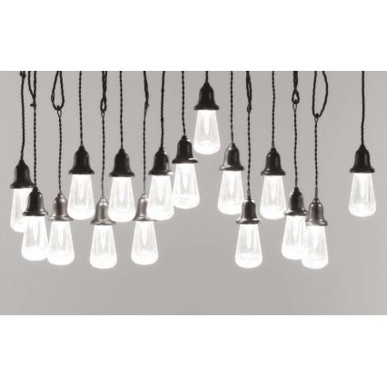 LED Utomhus  dekorativ kedja 16xLED 8,6m IP44 kall vit 