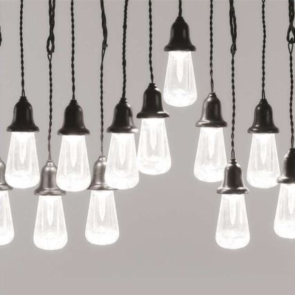 LED Utomhus  dekorativ kedja 16xLED 8,6m IP44 kall vit 
