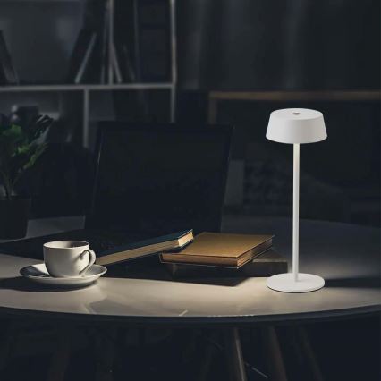 LED Utomhus dimbar touch bordslampa LED/2W/5V 4400 mAh IP54 vit
