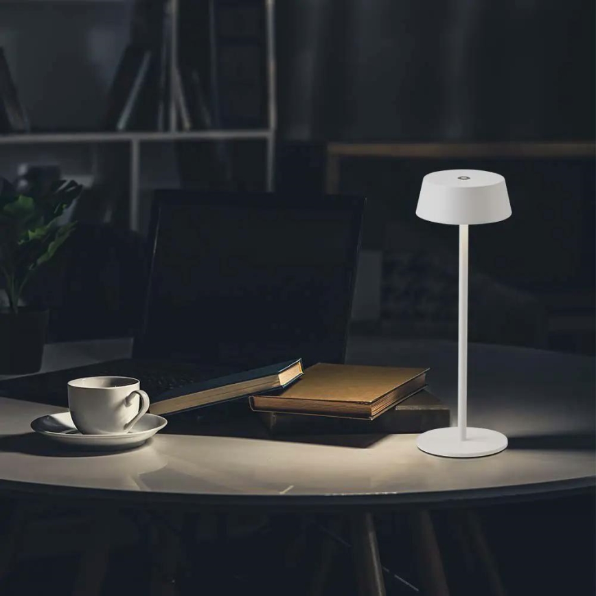 LED Utomhus dimbar touch bordslampa LED/2W/5V 4400 mAh IP54 vit
