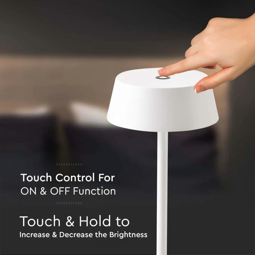 LED Utomhus dimbar touch bordslampa LED/2W/5V 4400 mAh IP54 vit