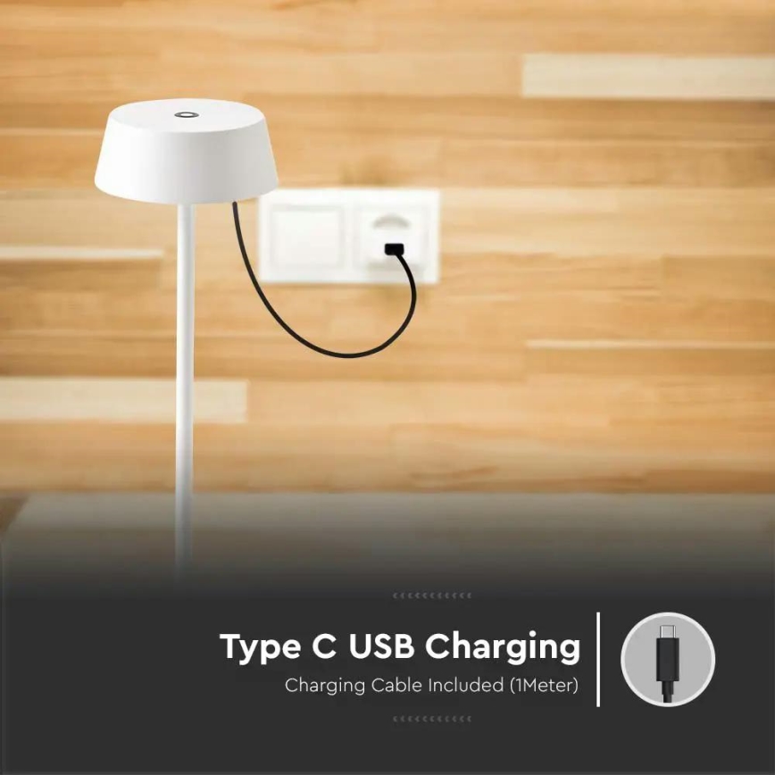 LED Utomhus dimbar touch bordslampa LED/2W/5V 4400 mAh IP54 vit