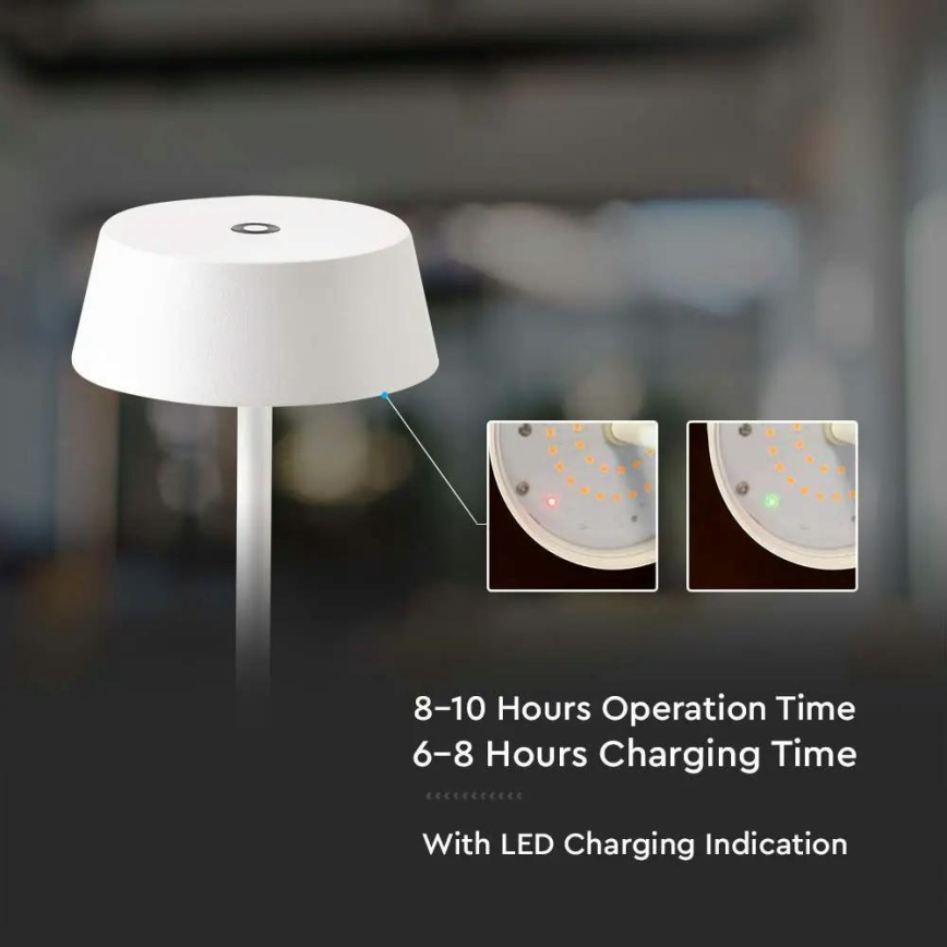 LED Utomhus dimbar touch bordslampa LED/2W/5V 4400 mAh IP54 vit