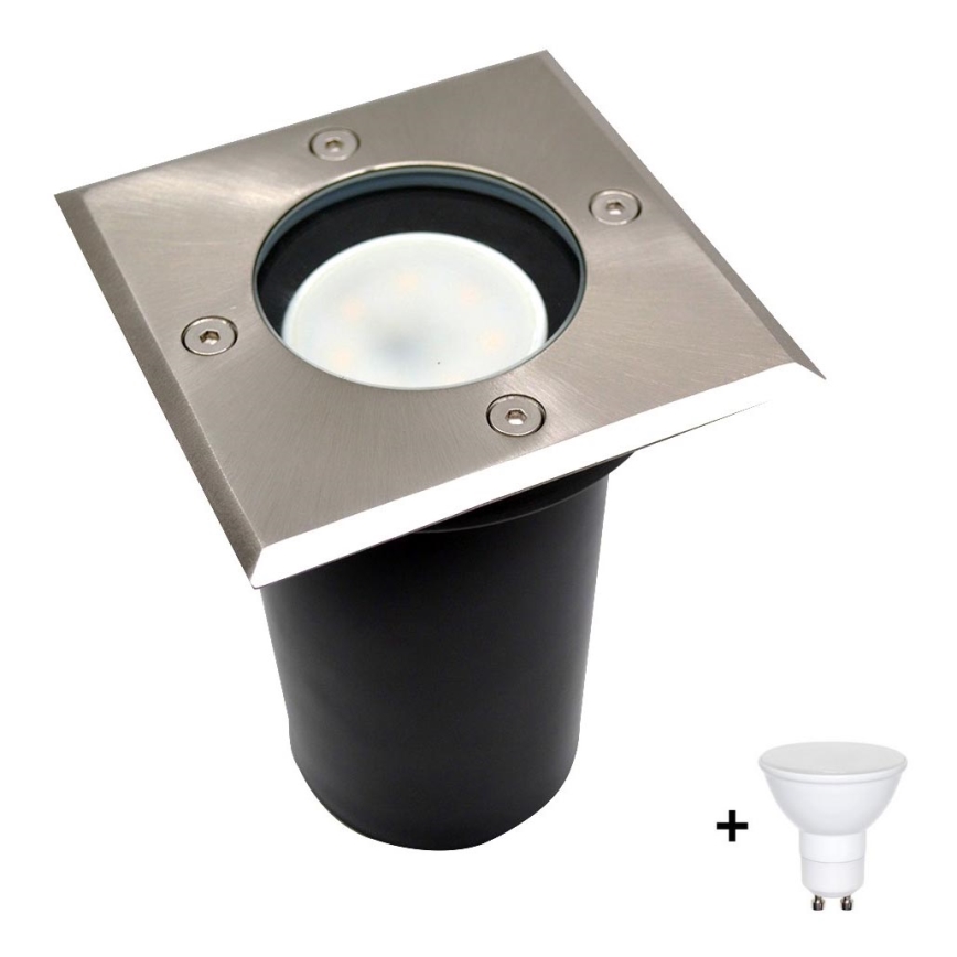 LED Utomhus infälld armatur 1xGU10/6W/230V IP44 matt krom