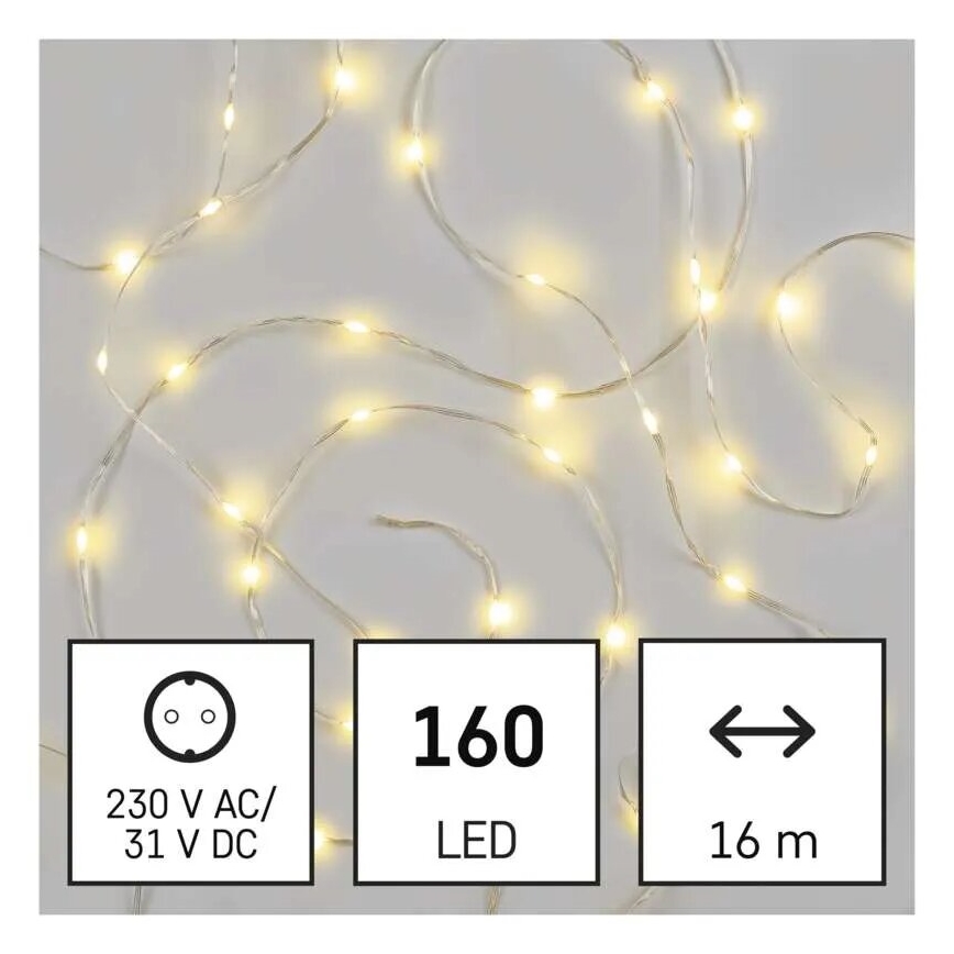 LED Utomhus julbelysning 160xLED/21m IP44 varmvit