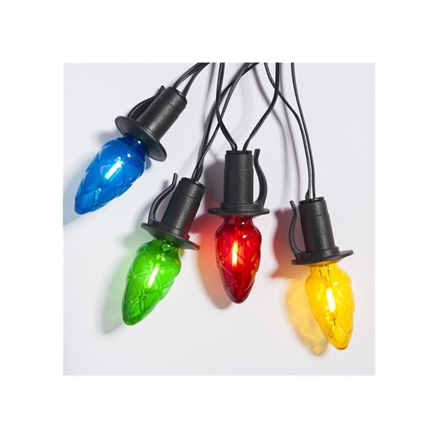 LED utomhusslinga för jul CONE FILAMENT 20xE10 19m, flerfärgad/varmvit, IP44, Tillverkad i Tjeckien