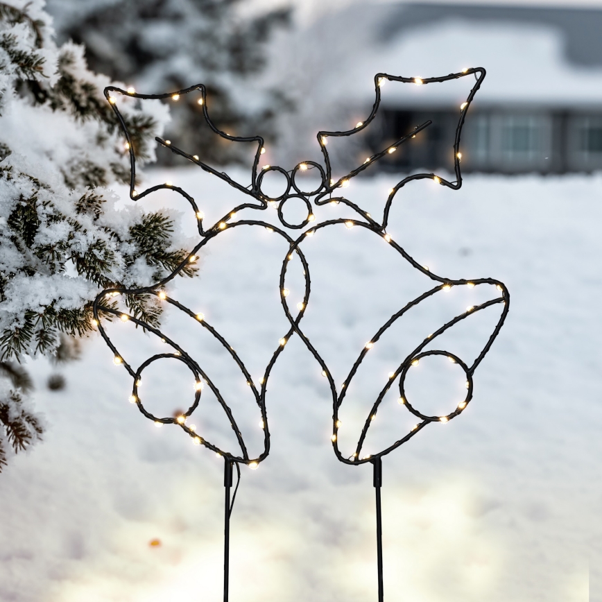 LED utomhus juldekoration 100xLED/3xAA IP44 varmvit klockor