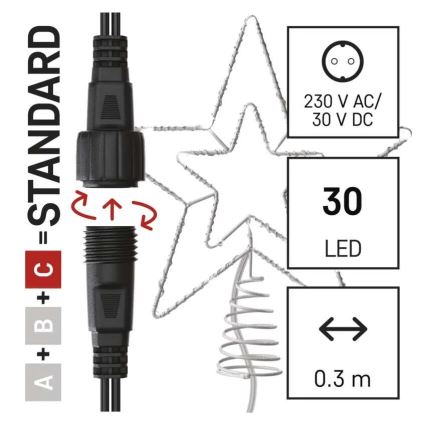 LED Utomhus juldekoration 30xLED/4W/30V IP44 kallvit