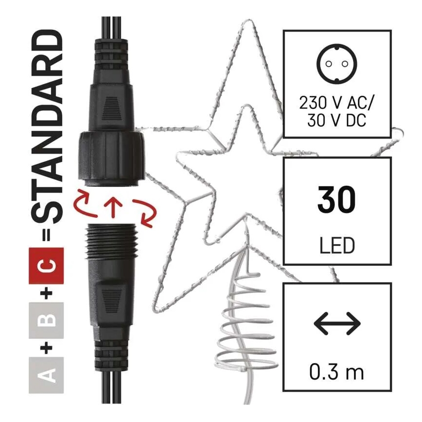 LED Utomhus juldekoration 30xLED/4W/30V IP44 kallvit