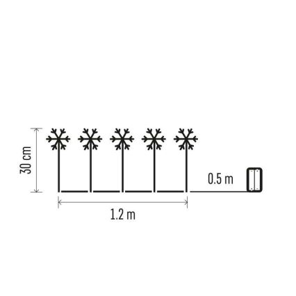 LED utomhus juldekoration  5xLED/3xAA IP44 snöflinga