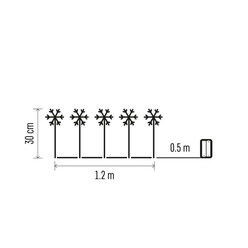 LED utomhus juldekoration  5xLED/3xAA IP44 snöflinga