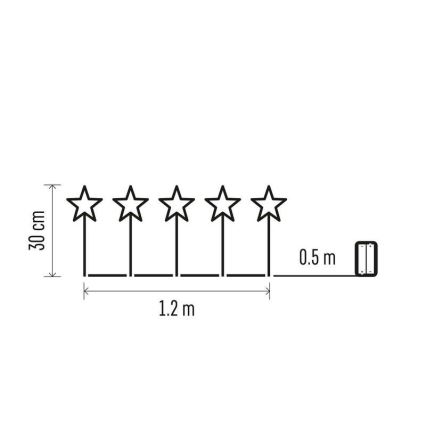 LED utomhus juldekoration  5xLED/3xAA IP44 stjärna