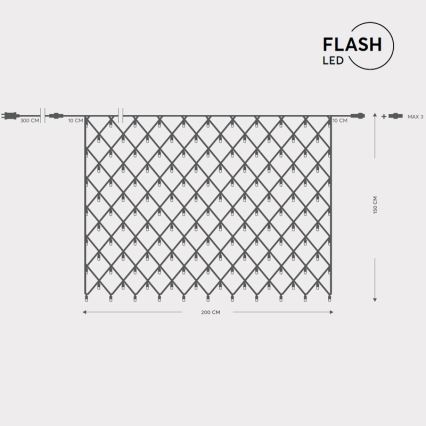 LED Utomhus julgardin NET 240xLED/7,2W/230V 1,5x2 m IP44 varm vit