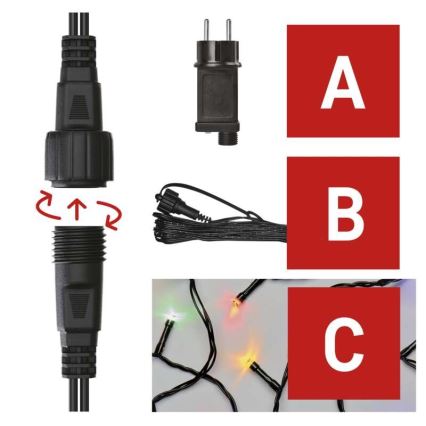 LED utomhus julkedja  100xLED/15m IP44 flerfärgade