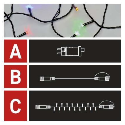 LED utomhus julkedja  100xLED/15m IP44 flerfärgade