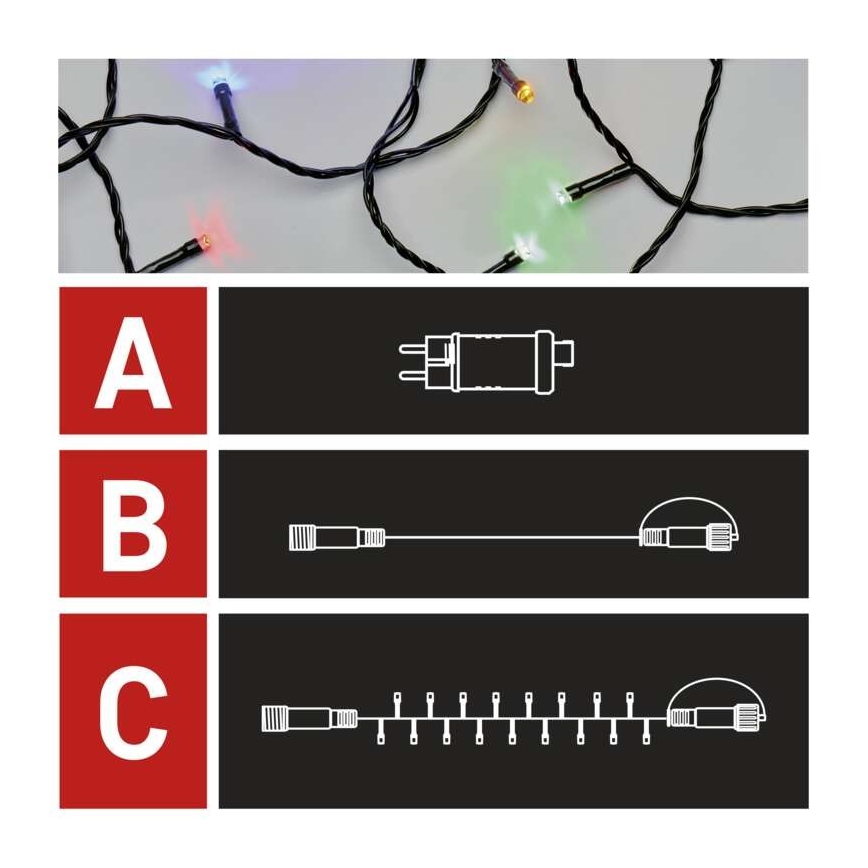 LED utomhus julkedja  100xLED/15m IP44 flerfärgade