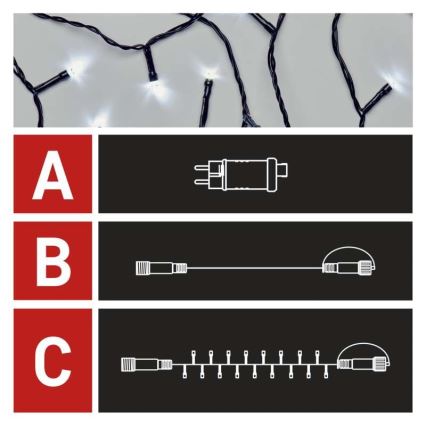 LED utomhus julkedja  100xLED/15m IP44 kall vit 