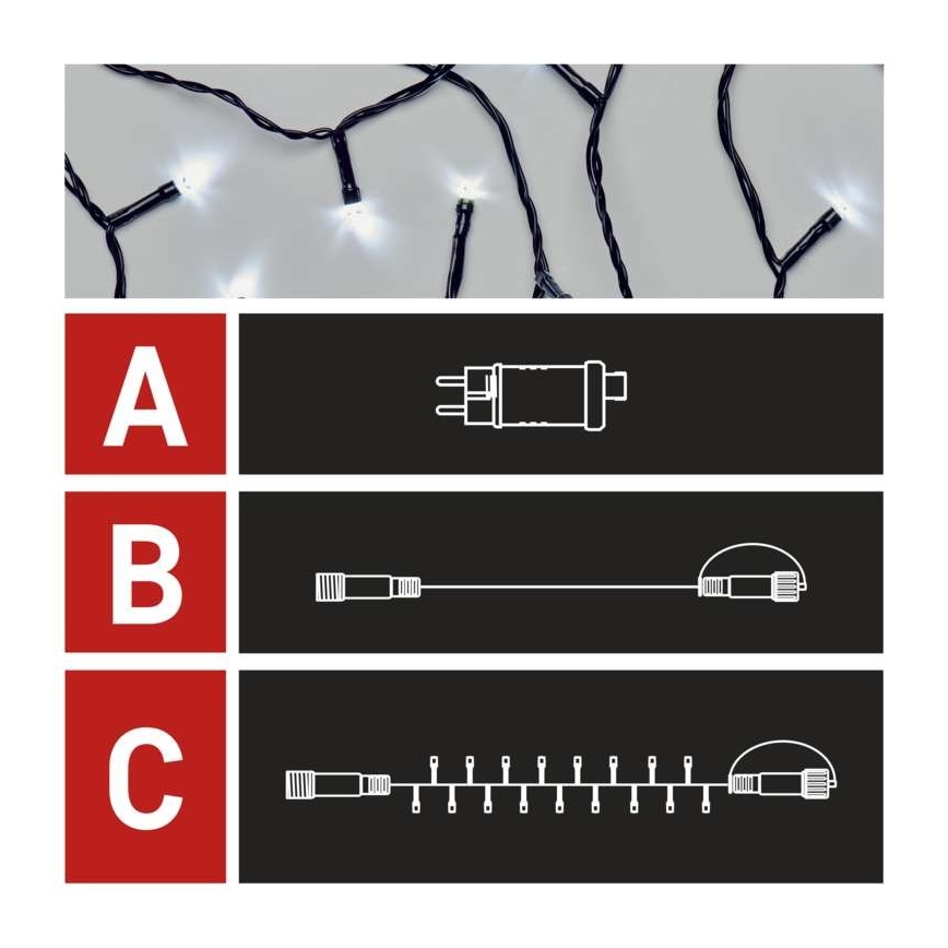LED utomhus julkedja  100xLED/15m IP44 kall vit 