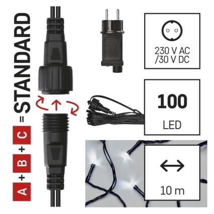LED utomhus julkedja  100xLED/15m IP44 kall vit 