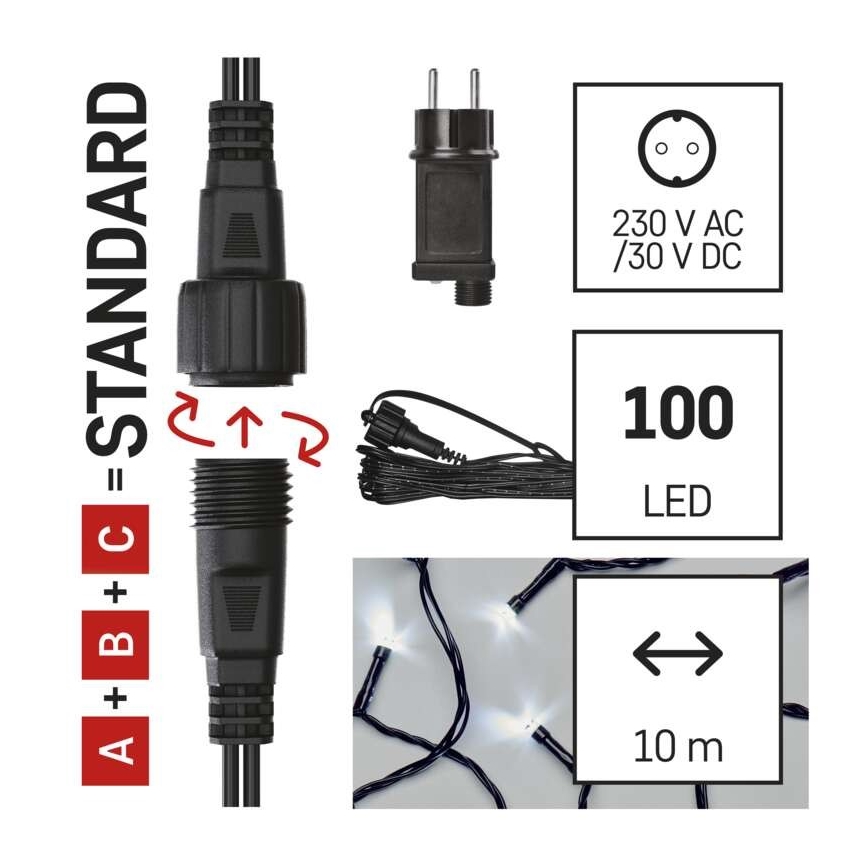 LED utomhus julkedja  100xLED/15m IP44 kall vit 